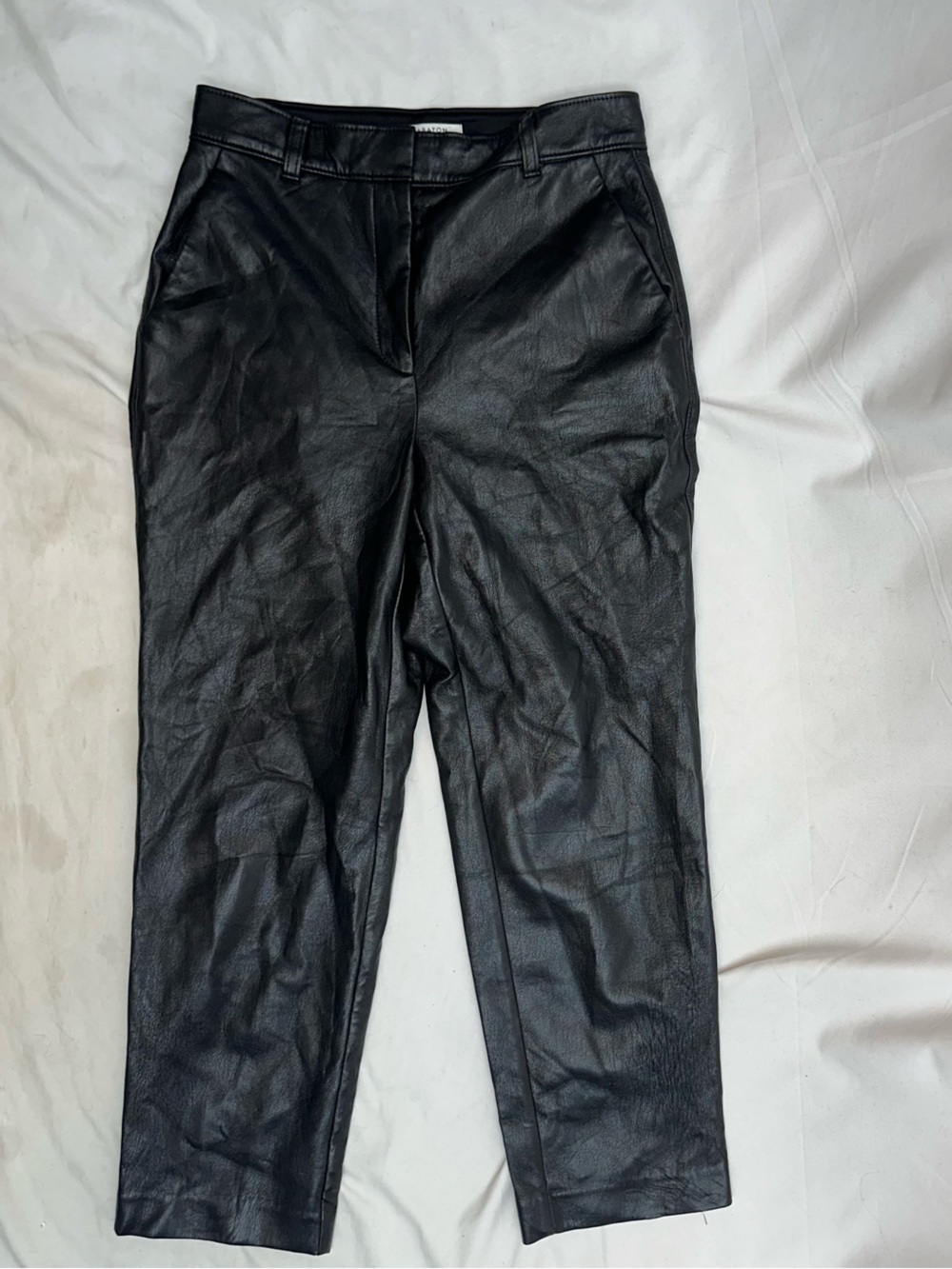 Babaton Black Straight-Leg Faux Leather Pants 4